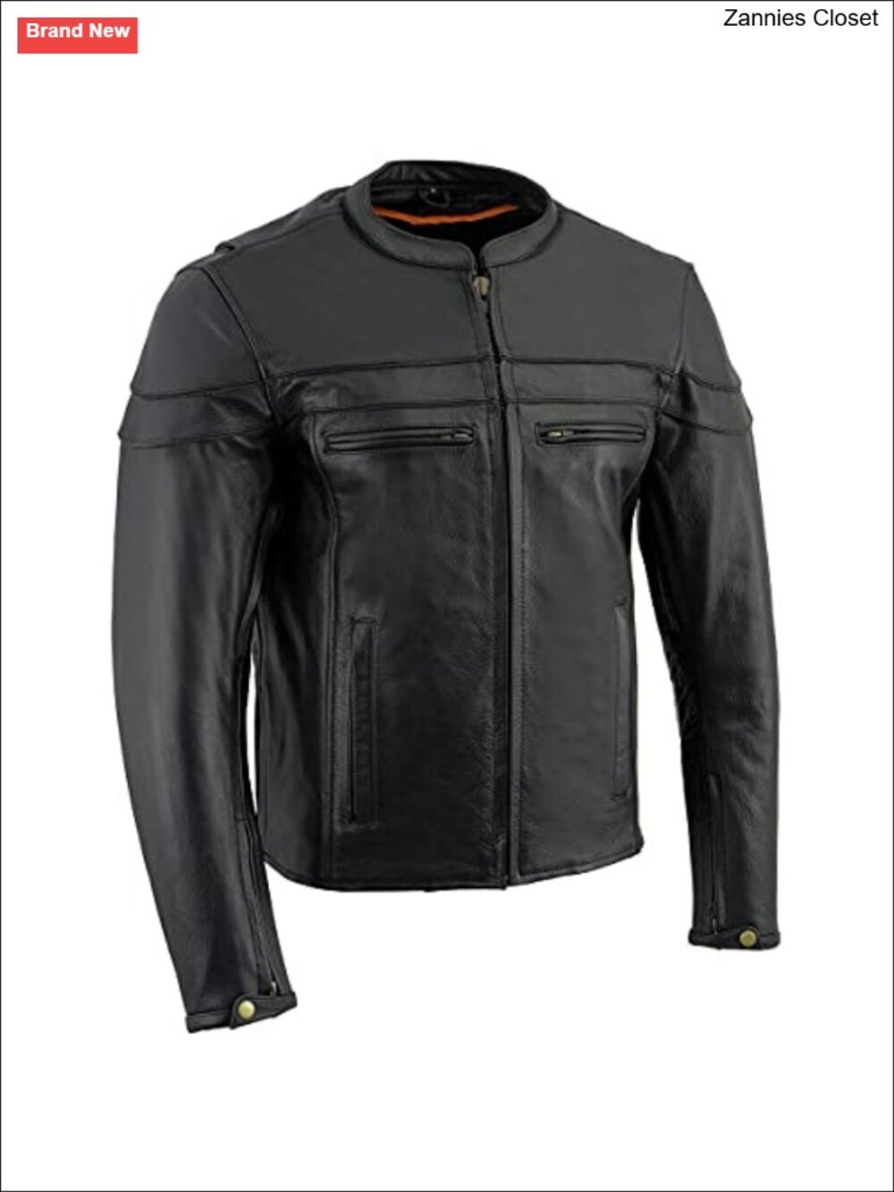 Premium Leather Vented Scooter Jacket Mens Moto Biker